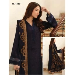 TEHZEEB BY RIAZ ARTS , 3 PIECE SUIT , BLUE , JACQUARD , FRONT LOOK