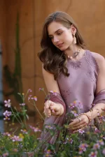 Saadia Asad Pakistani designer dress with luxurious fabric, delicate embroidery, modern cuts