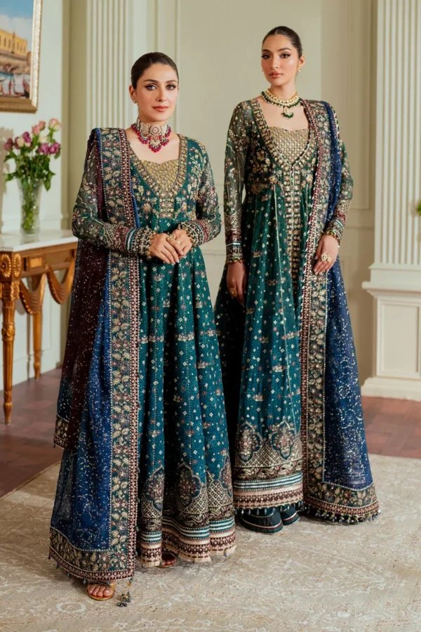 Baroque Chantelle 24 Vol 2 CH13-03 UK Black Maroon Embroidered Chiffon Velvet Unstitched Suit