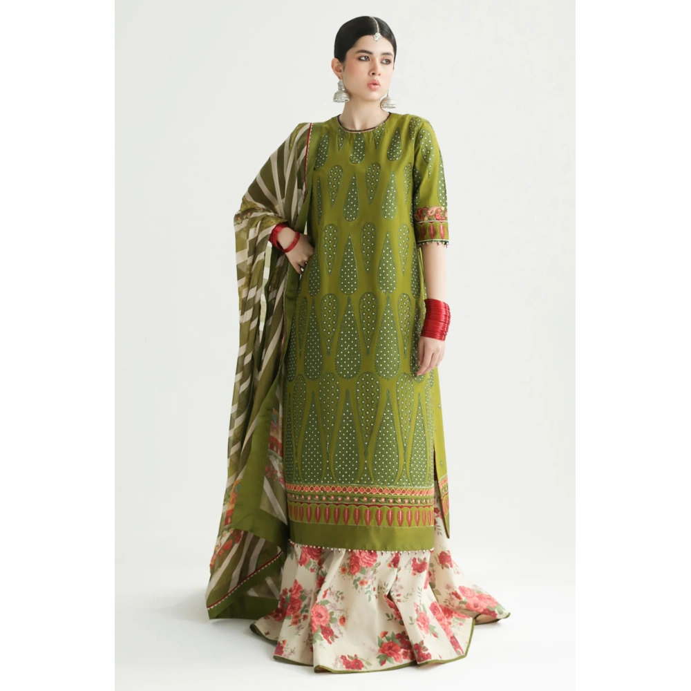 zara shahjahan, 3 piece suit, unstitched, lawn, aaina 8b, front view