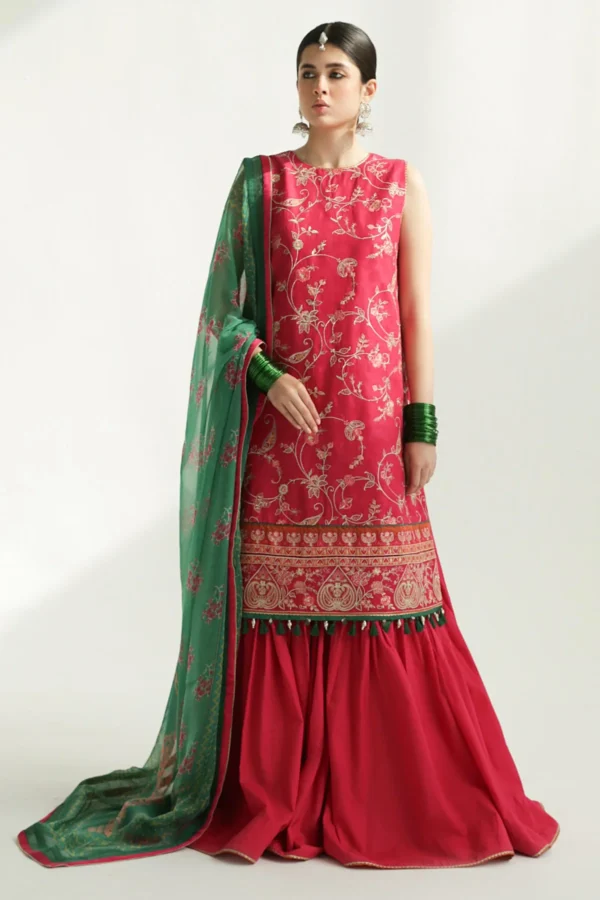 zara shahjahan, unstiched, 3 piece suit, jacquard, korina 3b, front