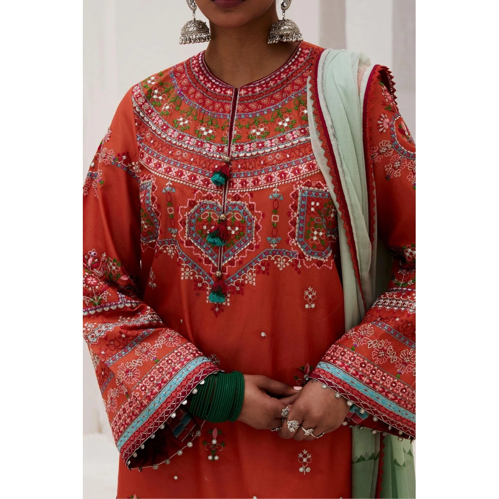 zara shahjahan, 3 piece suit, unstitched, lawn, lamia 7a, front neckline