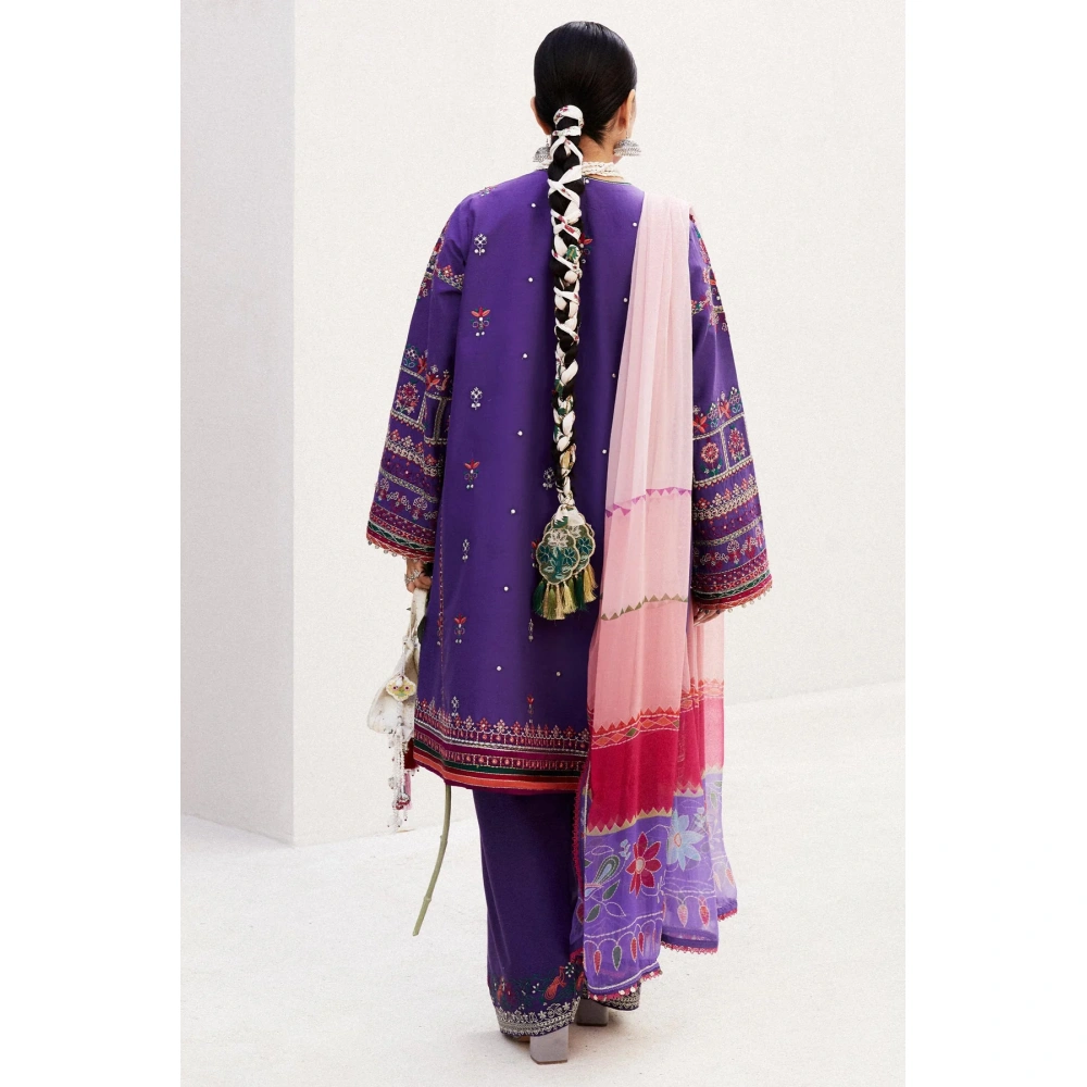 zara shahjahan, 3 piece suit, unstitched, lawn, lamia 7b, back