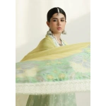 zara shajahan. 3 piece unstiched suit, green, mahi 1b. side with dupatta