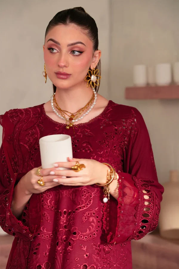 Nureh Pakistani designer outfit in luxury lawn with detailed threadwork and soft pastels