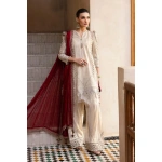 Maria b, luxe lawn 25’ , 3 PIECE SUIT , unstitched, lawn , beige color , D-2511-b, FRONT