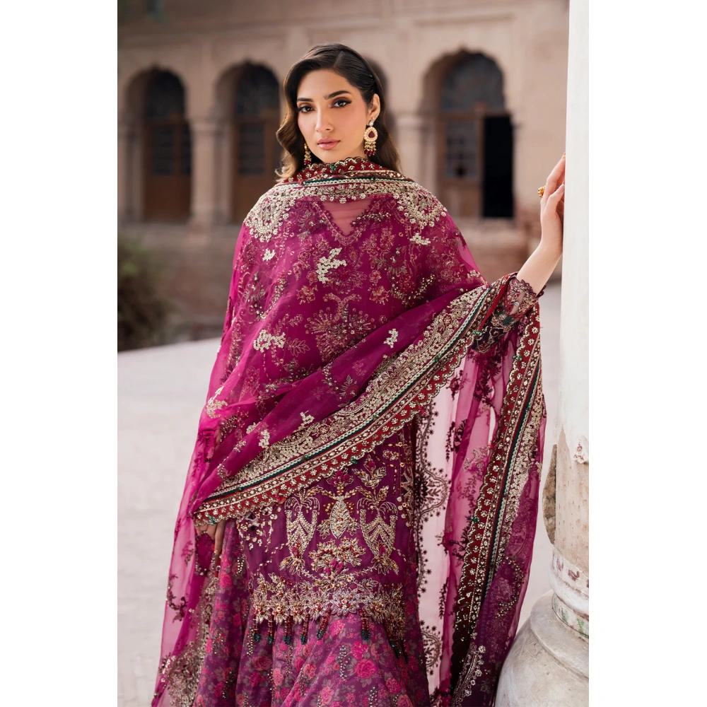 Iznik, luxury chiffon, 25’ , 3 PIECE SUIT , unstitched, chiffon , PINK, ILC-04, DUPATTA