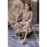 Maria b, luxe lawn 25’ , 3 PIECE SUIT , unstitched, lawn , coffee color , D-2502-a, shirt look