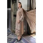 Maria b, luxe lawn 25’ , 3 PIECE SUIT , unstitched, lawn , coffee color , D-2502-a, side look