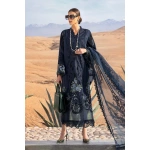 Maria b, luxury chiffon, 2025 collection , 3 PIECE SUIT , unstitched, lawn , navy blue , d-2504-b, FRONT