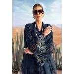 Maria b, luxury chiffon, 2025 collection , 3 PIECE SUIT , unstitched, lawn , navy blue , d-2504-b, FRONT, sleeves