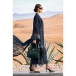Maria b, luxury chiffon, 2025 collection , 3 PIECE SUIT , unstitched, lawn , navy blue , d-2504-b, side look