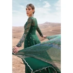 Maria b, luxe lawn 25’ , 3 PIECE SUIT , unstitched, lawn , green , D-2507-a, back