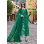 Maria b, luxe lawn 25’ , 3 PIECE SUIT , unstitched, lawn , Emerald Green color , D-2508-b, FRONT