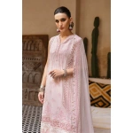 Maria b, luxe lawn 25’ , 3 PIECE SUIT , unstitched, lawn , powder pink color , D-2511-a, FRONT neck