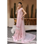 Maria b, luxe lawn 25’ , 3 PIECE SUIT , unstitched, lawn , powder pink color , D-2511-a, FRONT look
