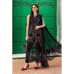 Maria b, luxe lawn 25’ , 3 PIECE SUIT , unstitched, lawn , Black color , D-2512-b, FRONT