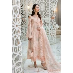 Maria b, luxe lawn 25’ , 3 PIECE SUIT , unstitched, lawn , peach color , D-2513-a, FRONT