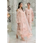 Maria b, luxe lawn 25’ , 3 PIECE SUIT , unstitched, lawn , peach color , D-2513-a, 2 styles