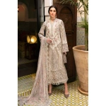 Maria b, luxe lawn 25’ , 3 PIECE SUIT , unstitched, lawn , beige color , D-2514-b, FRONT