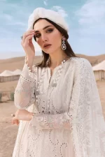 Maria b, luxury chiffon, 2025 collection , 3 PIECE SUIT , unstitched, lawn ,white,pink , d-2515-a, FRONT top