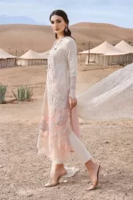 Maria b, luxury chiffon, 2025 collection , 3 PIECE SUIT , unstitched, lawn ,white,pink , d-2515-a, side look