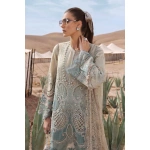 Maria b, luxury chiffon, 2025 collection , 3 PIECE SUIT , unstitched, lawn , beige & sea green , d-2515-b, FRONT top