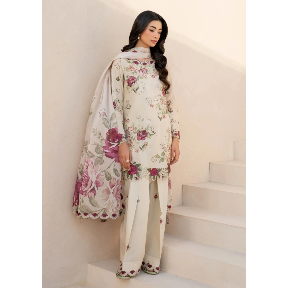 iznik, eid festive lawn 25’ , 3 PIECE SUIT , unstitched, lawn , white color , Efl-05, FRONT