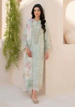 iznik, eid festive lawn 25’ , 3 PIECE SUIT , unstitched, lawn , warm grey color , Efl-07, FRONT