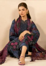 iznik, eid festive lawn 25’ , 3 PIECE SUIT , unstitched, lawn , blue color , Efl-12, FRONT shirt