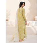 iznik, eid festive lawn 25’ , 3 PIECE SUIT , unstitched, lawn , lime yellow color , Efl-08, back