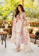 elaf, luxury lawn 25’ , 3 PIECE SUIT , unstitched, lawn , light purple color , Elm-09, front