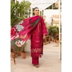 elaf, luxury lawn 25’ , 3 PIECE SUIT , unstitched, lawn , magenta color , Elm-10, front full look