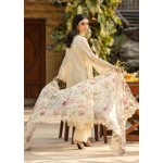 elaf, luxury lawn 25’ , 3 PIECE SUIT , unstitched, lawn , off white color , Elm-11, back