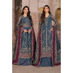 Iznik, luxury chiffon, 25’ , 3 PIECE SUIT , unstitched, chiffon , blue , ILC-03, FRONT new style
