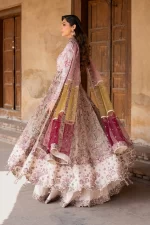 Iznik, luxury chiffon, 25’ , 3 PIECE SUIT , unstitched, chiffon , light pink , ILC-08, side look