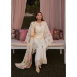 KAHF, luxury lawn 25’ , 3 PIECE SUIT , unstitched, lawn , OFFWHITE color , KLR-07, front look