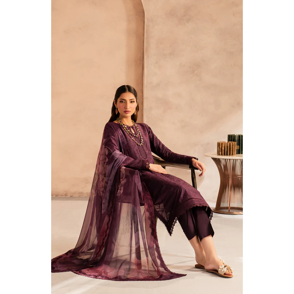 Zarif Lawn 25 , 3 PIECE SUIT , unstitched, maroon, lawn , UNST-LWN-06, dupatta