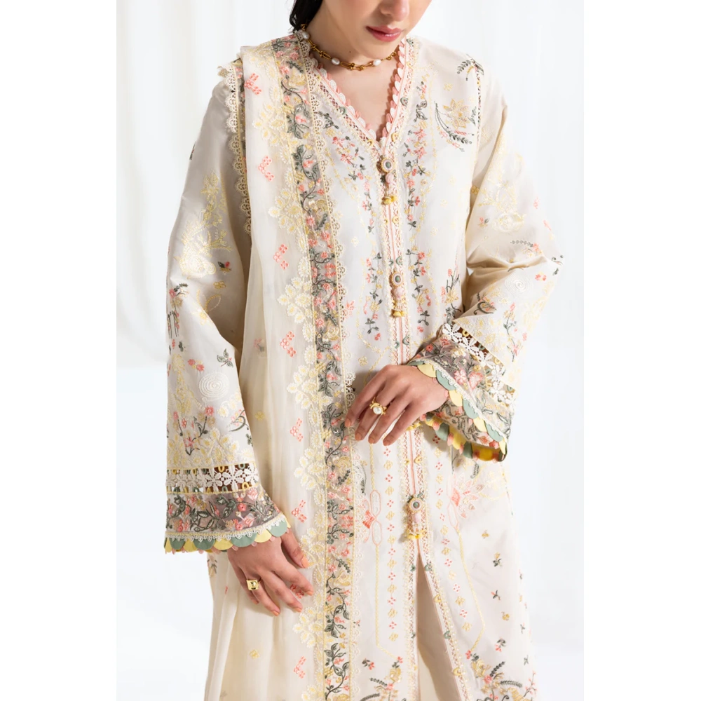 Pakistani clothing brands qalamkar luxury lawn eid edit collection 2025, unstitched 3 piece suit, sb-01, shirt