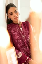 Pakistani clothing brands qalamkar luxury lawn eid edit collection 2025, unstitched 3 piece suit, sb-01, front shirt