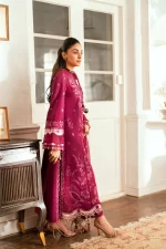 Pakistani clothing brands qalamkar luxury lawn eid edit collection 2025, unstitched 3 piece suit, sb-01, side shirt style