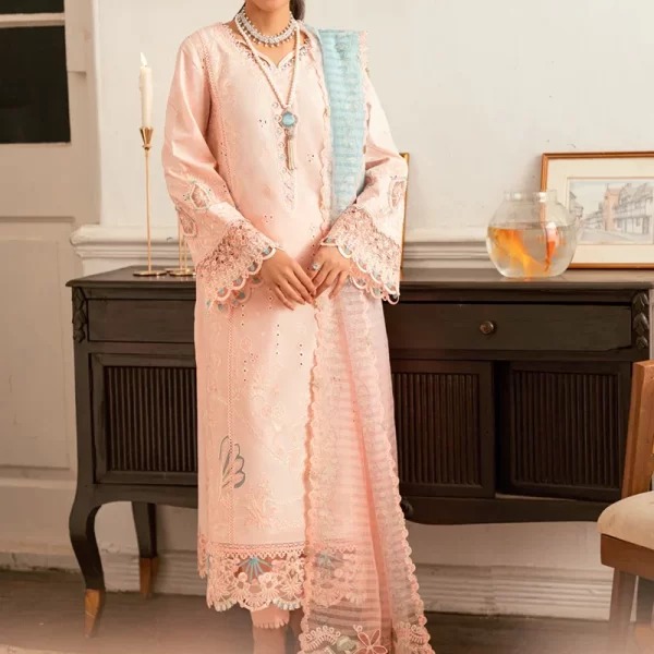 Pakistani clothing brands qalamkar luxury lawn eid edit collection 2025, unstitched 3 piece suit, sb-05 Aleeza, front