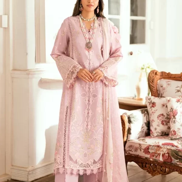 Pakistani clothing brands qalamkar luxury lawn eid edit collection 2025, unstitched 3 piece suit, sb-06 komal, front
