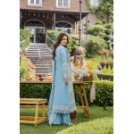 Pakistani clothing brands eshaisha festive lawn embroidered collection 2025, unstitched 3 piece embroidered suit, EA-LL-5541, back