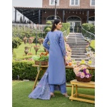 Pakistani clothing brands eshaisha festive lawn embroidered collection 2025, unstitched 3 piece embroidered suit, EA-LL-5543, back