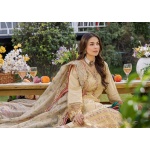 Pakistani clothing brands eshaisha festive lawn embroidered collection 2025, unstitched 3 piece embroidered suit, EA-LL-5544, closeup