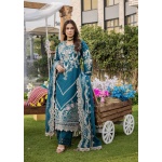 Pakistani clothing brands eshaisha festive lawn embroidered collection 2025, unstitched 3 piece embroidered suit, EA-LL-5545, front