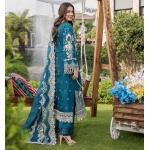 Pakistani clothing brands eshaisha festive lawn embroidered collection 2025, unstitched 3 piece embroidered suit, EA-LL-5545, back