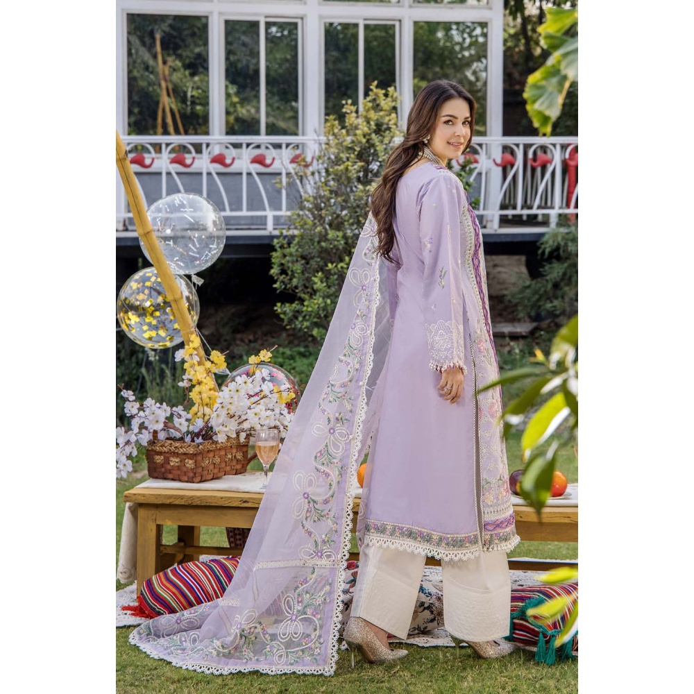 Pakistani clothing brands eshaisha festive lawn embroidered collection 2025, unstitched 3 piece embroidered suit, EA-LL-5546, front