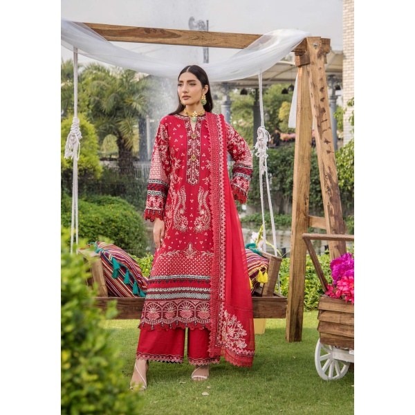 Pakistani clothing brands eshaisha festive lawn embroidered collection 2025, unstitched 3 piece embroidered suit, EA-LL-5547, salwar kameez and dupatta